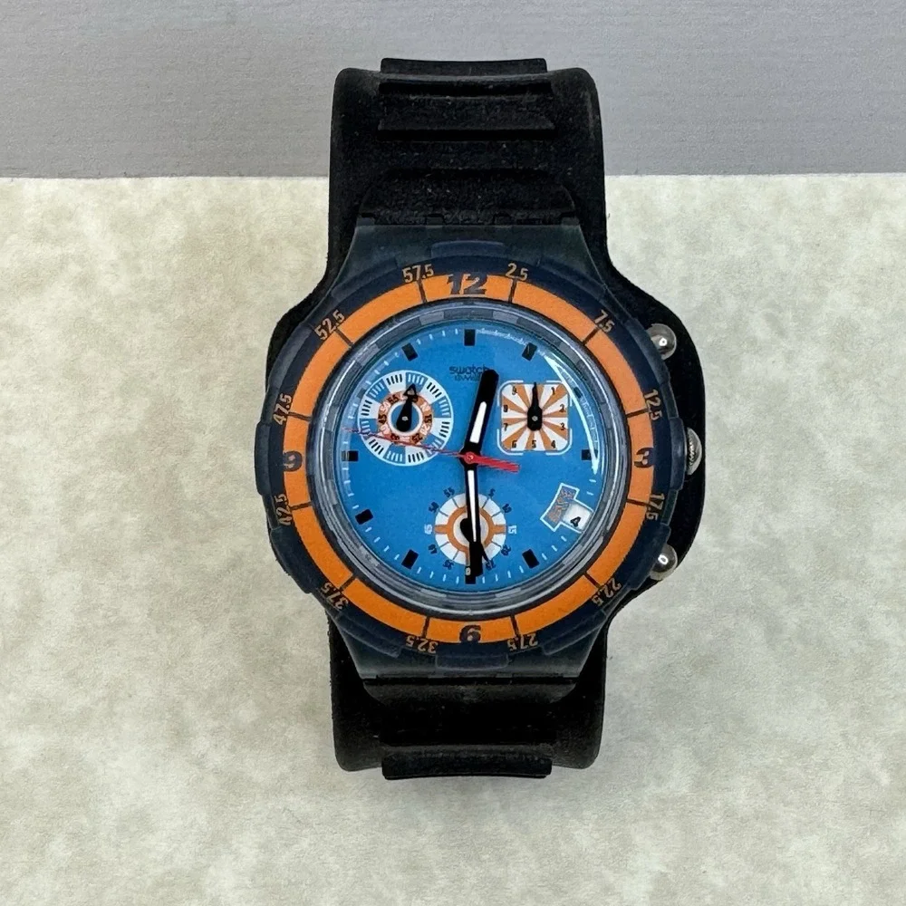 Swatch Aquachrono 1998 Tracking Surf -Ride or Die -SBN400-Untested Needs Battery